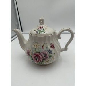 intage Crown Dorset Staffordshire England Teapot Floral Gold Trim Porcelain 9.5”